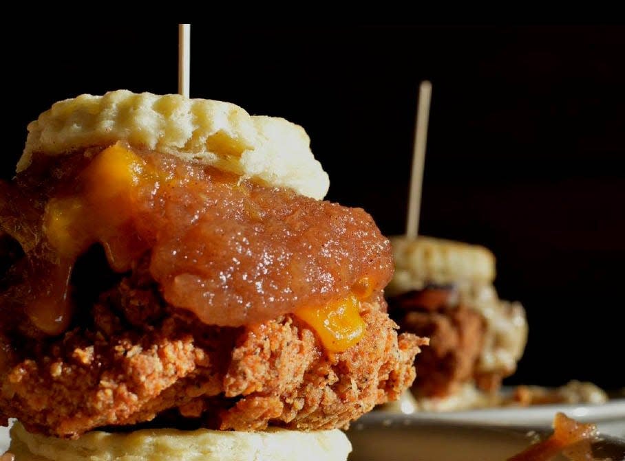 The Farmer gets a dollop of house-made apple butter at Maple Street Biscuit Company.