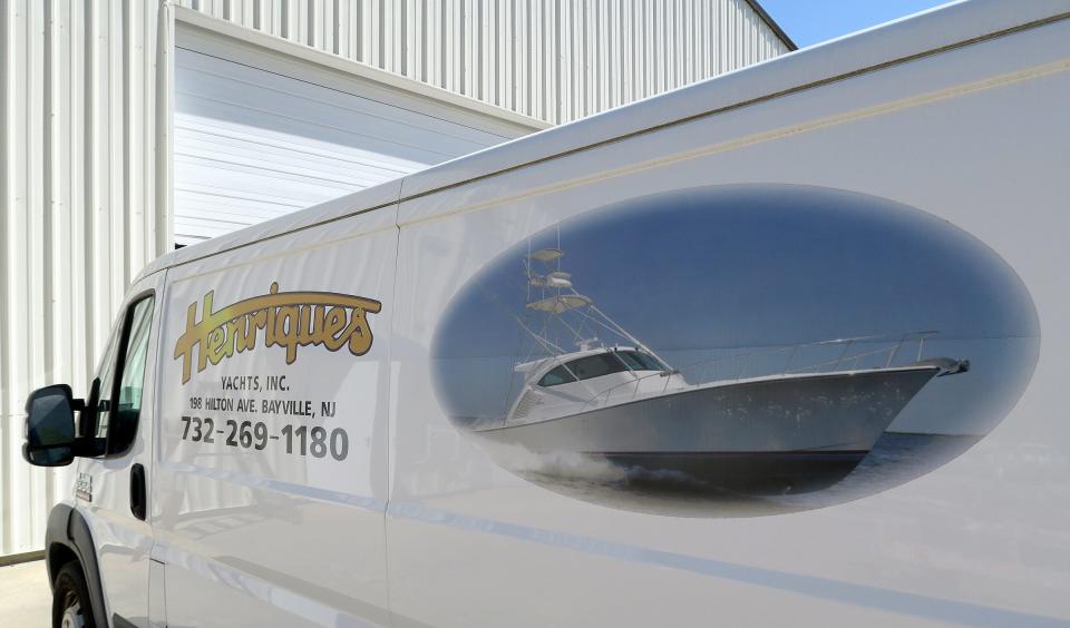 Artwork on the side of a van outside Henrques Yachts in Berkeley Township Monday, June 6, 2022.  The Shore's boating industry would be taking advantage of a huge demand in new boaters that took off during the pandemic, if only it could solve the backlog in the supply chain.