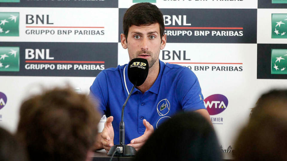 Novak Djokovic became agitated as he discussed ATP politics in Rome. Pic: AAP