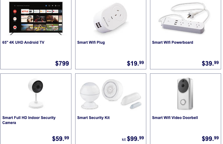 Smart home appliances selling as Aldi Special Buys.