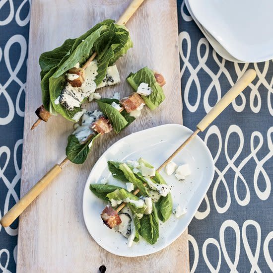 Bacon-and-Romaine Skewers with Blue Cheese Dressing