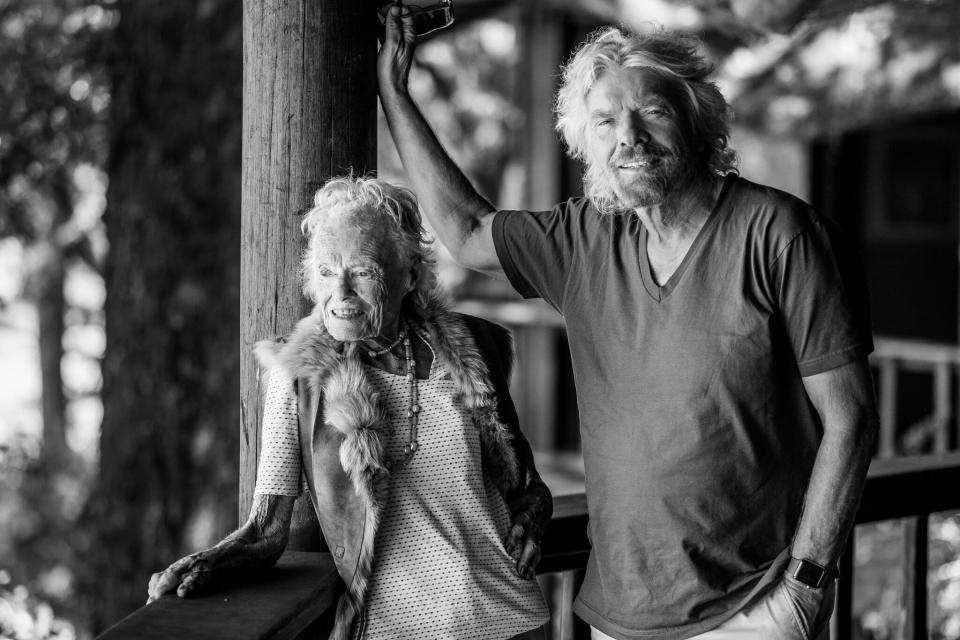 Richard Branson and his mother Eve. (Source: Virgin)