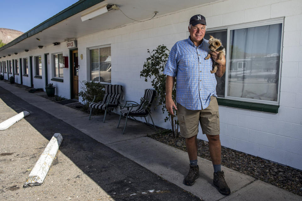Vern Holaday is the owner of the Alamo Inn and longtime resident of Alamo, Nevada. (Joe Buglewicz / for NBC News)