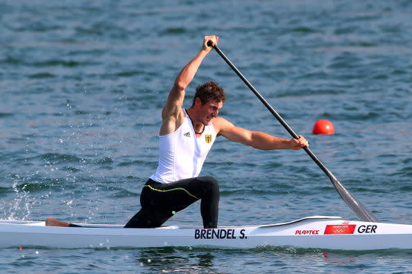 Sebastian Brendel of Germany competes in the Men's Canoe Single (C1) 200m Sprint Final B on Day 15 of the London 2012 Olympic Games at Eton Dorney on August 11, 2012 in Windsor, England. (Photo by Alexander Hassenstein/Getty Images)