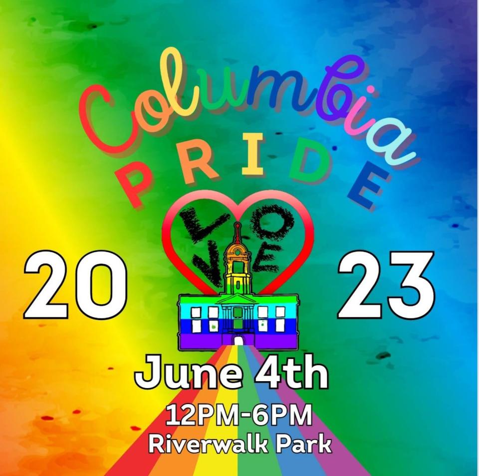 Columbia's Pride Festival will take place from noon to 6 p.m. Sunday at Riverwalk Park.