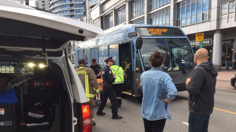 Woman struck by airport shuttle bus sent to trauma centre with serious injuries