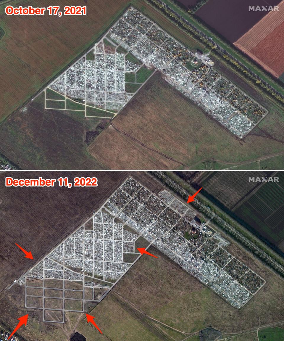 Satellite images of Russian gravesites