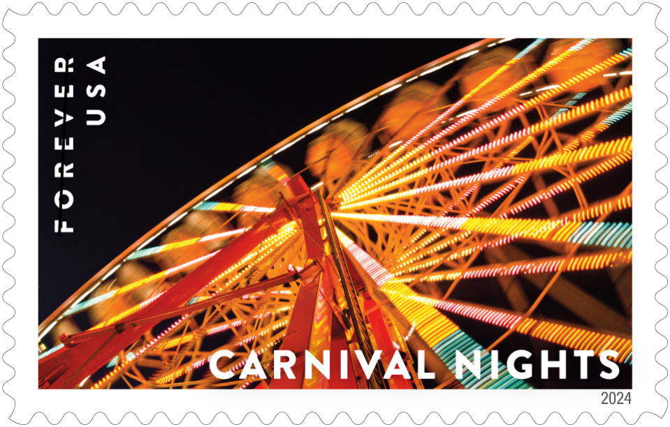 A rendering of Iowan Phil Roeder's photo that will be featured in the "Carnival Nights" stamp collection.