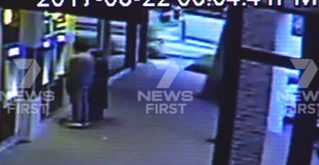 The couple were at the ATM when the car came crashing in. Source: 7 News
