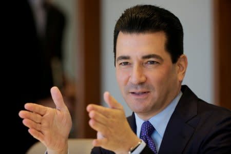 FILE PHOTO: U.S. Food and Drug Commissioner Scott Gottlieb attends an interview at Reuters headquarters in New York City, U.S., October 10, 2017. REUTERS/Eduardo Munoz/File Photo