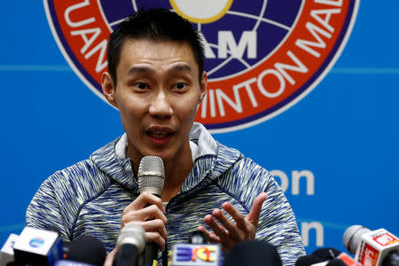 Malaysia's badminton player Lee Chong Wei speaks during a news conference in Kuala Lumpur, Malaysia November 8, 2018. REUTERS/Lai Seng Sin