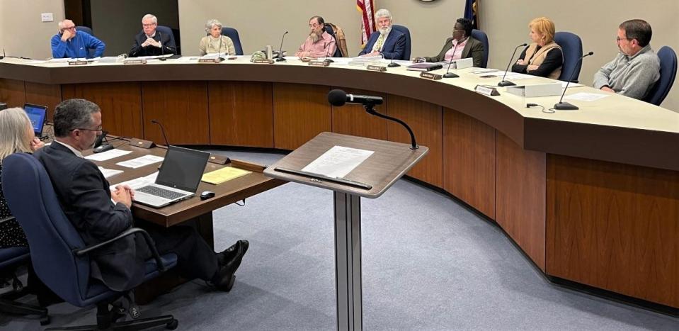 The Spartanburg County Board of Zoning Appeals, pictured, voted 45-3 Tuesday that the county's Planning Department erred in issuing a notice of violation to a Sons of Confederate Veterans chapter for erecting a flagpole without a permit. The flagpole near Interstate 85 has been flying the Confederate flag, generating numerous complaints.
