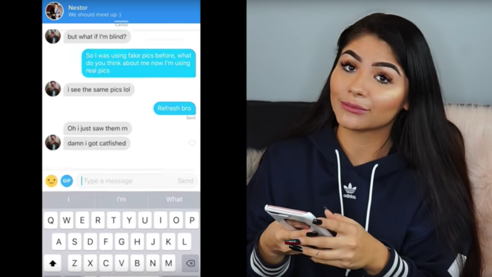 The reaction was swift, with men unmatching her and calling her out for catfishing them. Photo: Youtube/Crystal Breeze