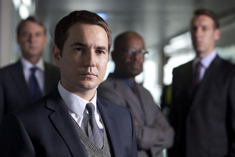 Programme Name: Line Of Duty - TX: n/a - Episode: n/a (No. 1) - Picture Shows: L - R Detective Constable Nigel Morton (NEIL MORRISSEY), Detective Sergeant Steve Arnott (MARTIN COMPSTON), DCI Tony Gates (LENNIE JAMES), DS Matt â€œDotâ€ Cottan (CRAIG PARKINSON)  - (C) BBC/World Productions - Photographer: Ed Miller