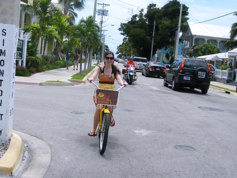 author on a bike in key west florida