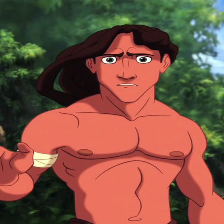 A shirtless Tarzan from the animated movie