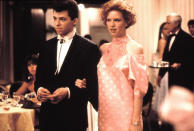 <p>This gown is classic ’80s style and is the hands-down winner thanks to Andie (Molly Ringwald) having made the dress herself by combining two dresses. Her craftsmanship is superb with the cutout shoulders, dropped sleeves, and high laced neck. This was a killer look that did the trick to win back her love interest. (Photo: Everett Collection) </p>