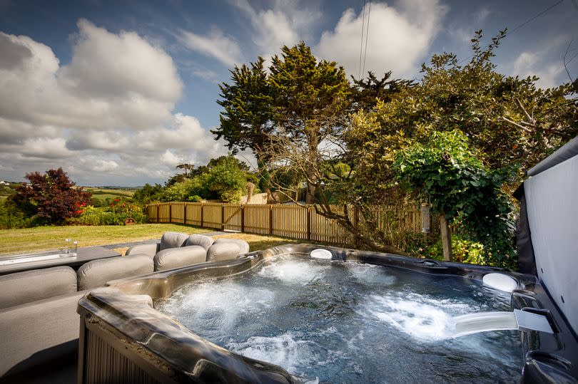 The hot tub in the farmhouse garden