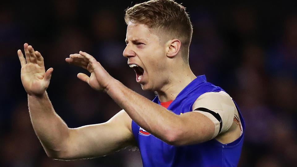 Lachie Hunter, pictured here in action for Western Bulldogs in 2019.