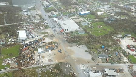 An aerial view of devastation after hurricane Dorian hit the Abaco Islands in the Bahamas