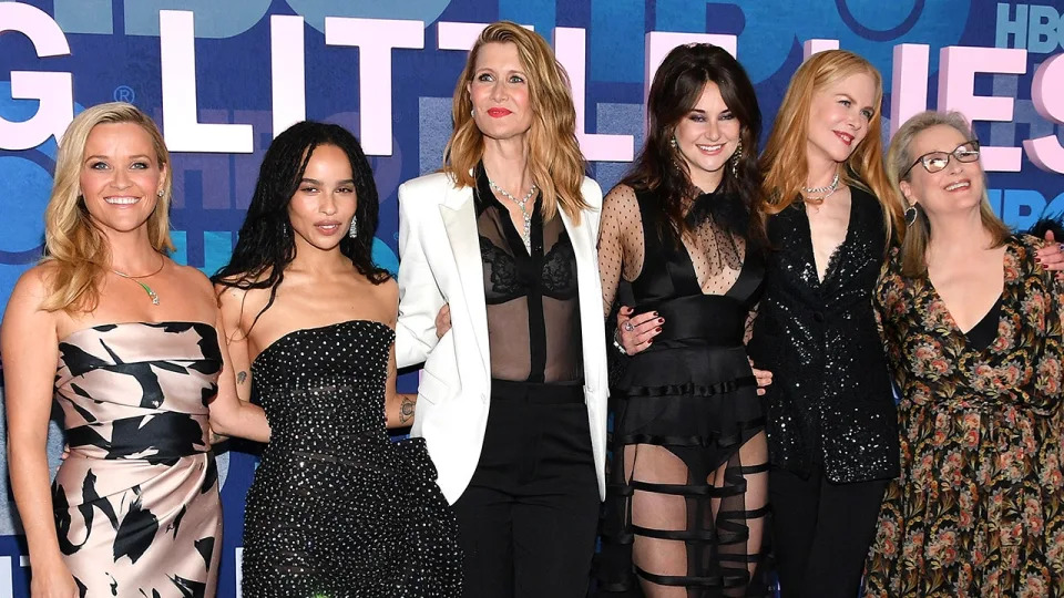 Reese Witherspoon, Zoe Kravitz, Laura Dern, Shailene Woodley, Nicole Kidman y Meryl Streep en el estreno de "Big Little Lies"