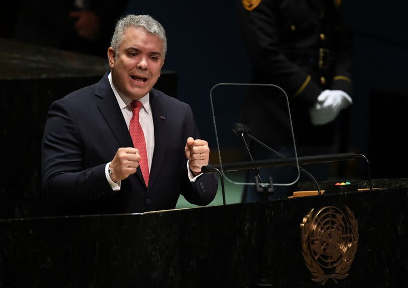 El presidente de Colombia, Iván Duque, interviene en el 76 periodo de sesiones de la Asamblea General de las Naciones Unidas, en Nueva York