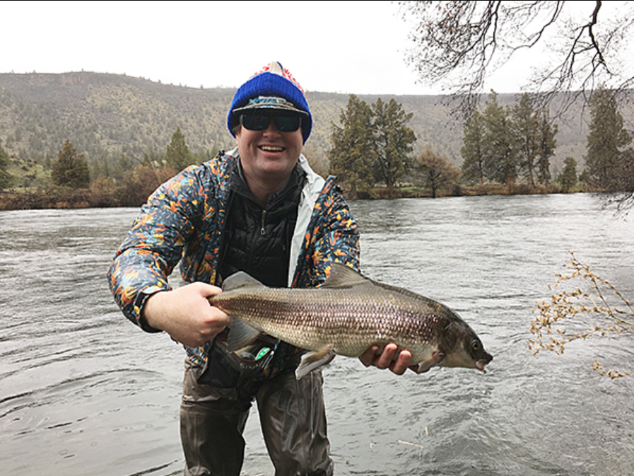 Fly fisherman Alex Dietz of Bend caught a state record 5-pound, 12-ounce, 24-inch whitefish on the lower Deschutes River near Warm Springs in December 2021.