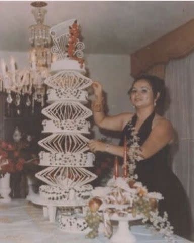 <p>Michael Corleone Blanco Instagram</p> Grisleda Blanco poses next to a cake