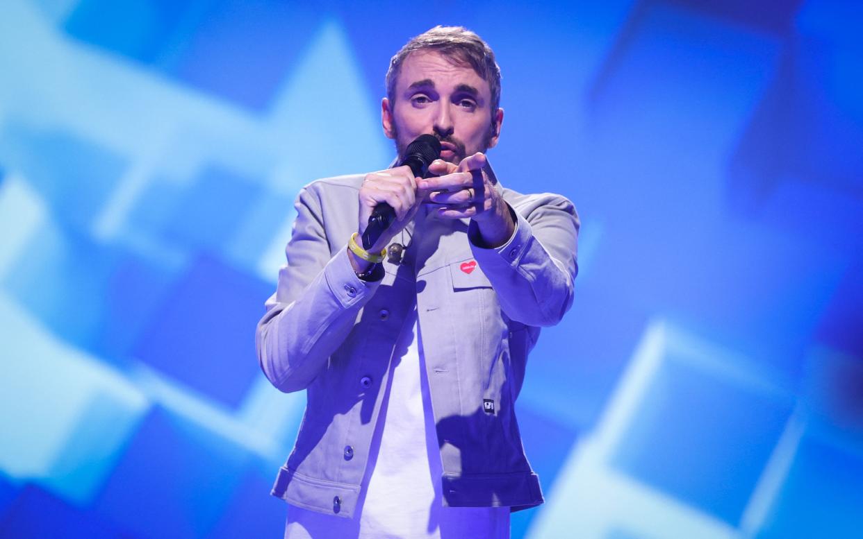 Singer Christophe Willem performs at the closing ceremony of the 'Televie' charity event of the RTL-TVi television chains, Saturday 07 May 2022 in Mons. BELGA PHOTO VIRGINIE LEFOUR (Photo by VIRGINIE LEFOUR / BELGA MAG / Belga via AFP) (Photo by VIRGINIE LEFOUR/BELGA MAG/AFP via Getty Images)