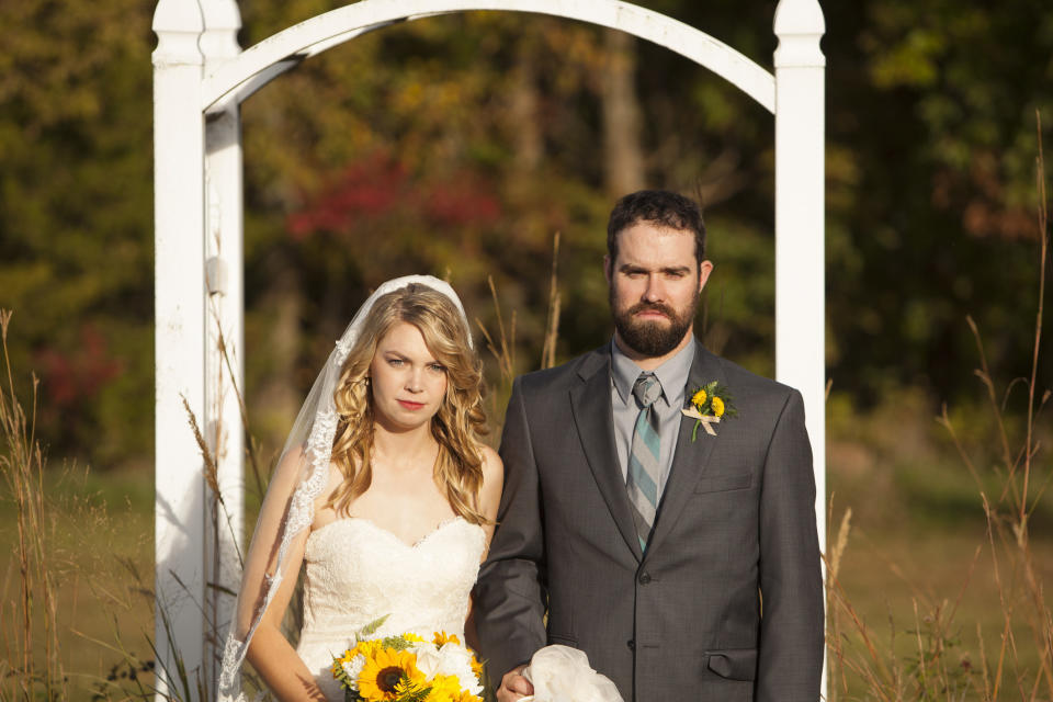 Unhappy bride and groom