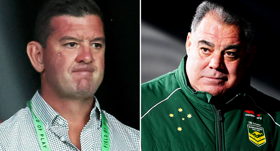 Pictured right Mal Meninga and left Jason Demetriou