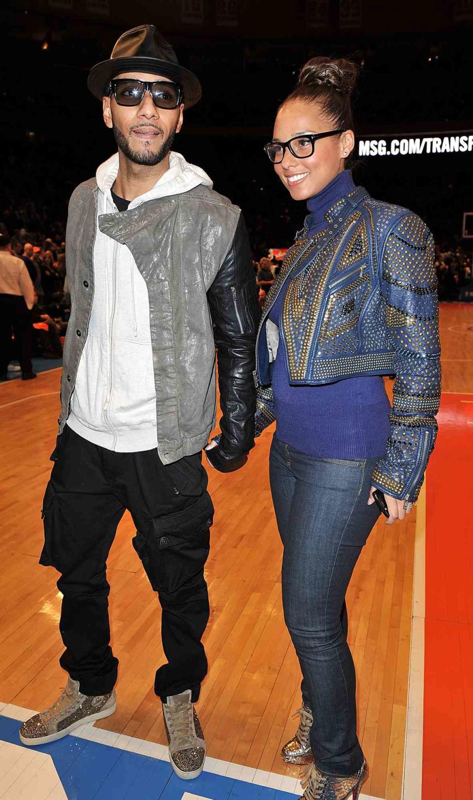 Swizz Beatz and Alicia Keys attend the Miami Heat vs New York Knicks game at Madison Square Garden on January 27, 2011 in New York City