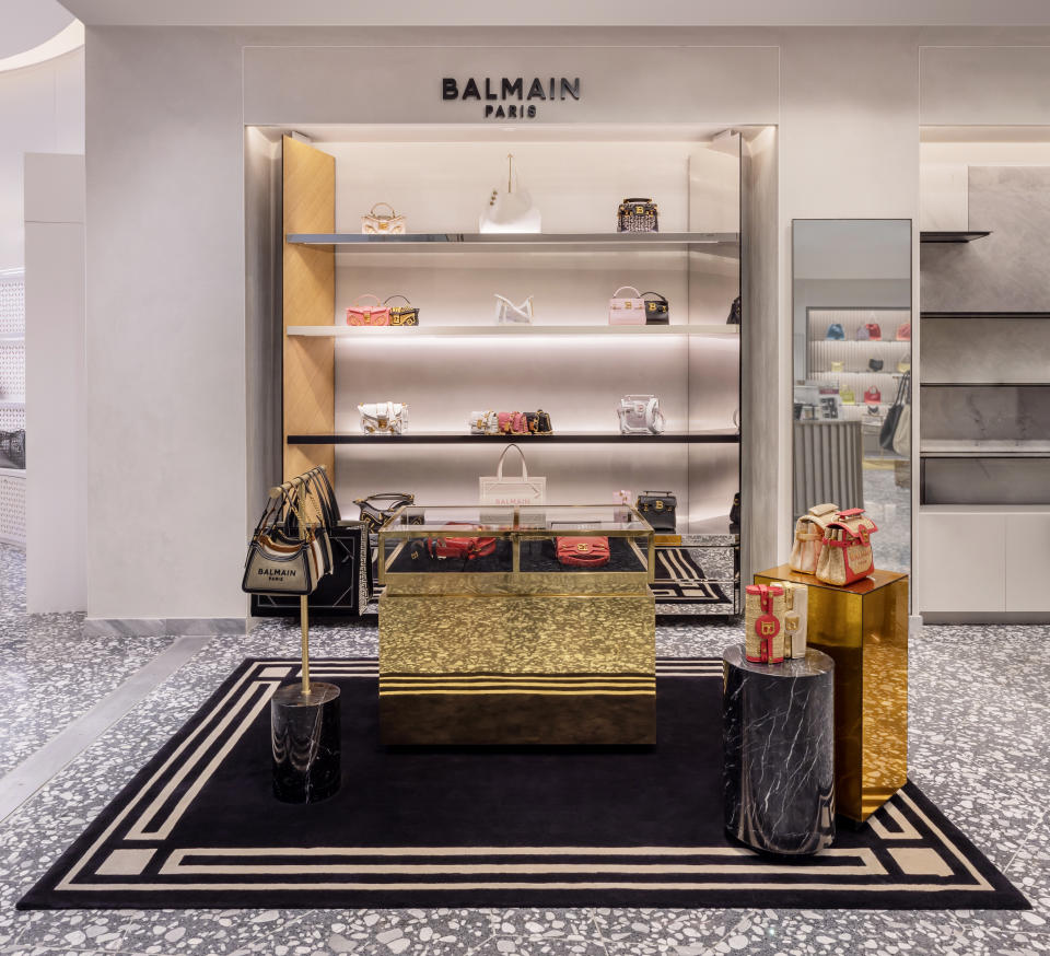 Balmain handbag shop.