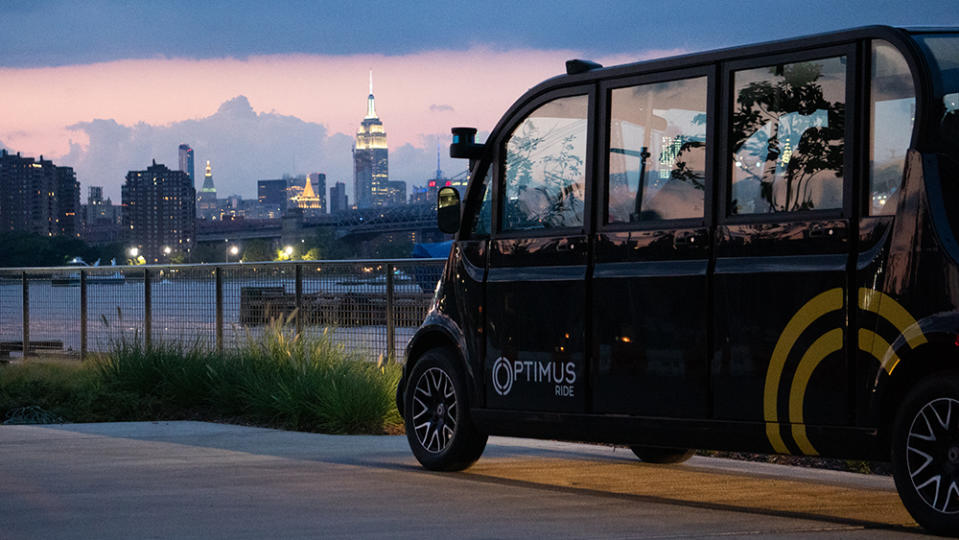 Optimus Ride's driverless shuttle at Brooklyn Navy Yard