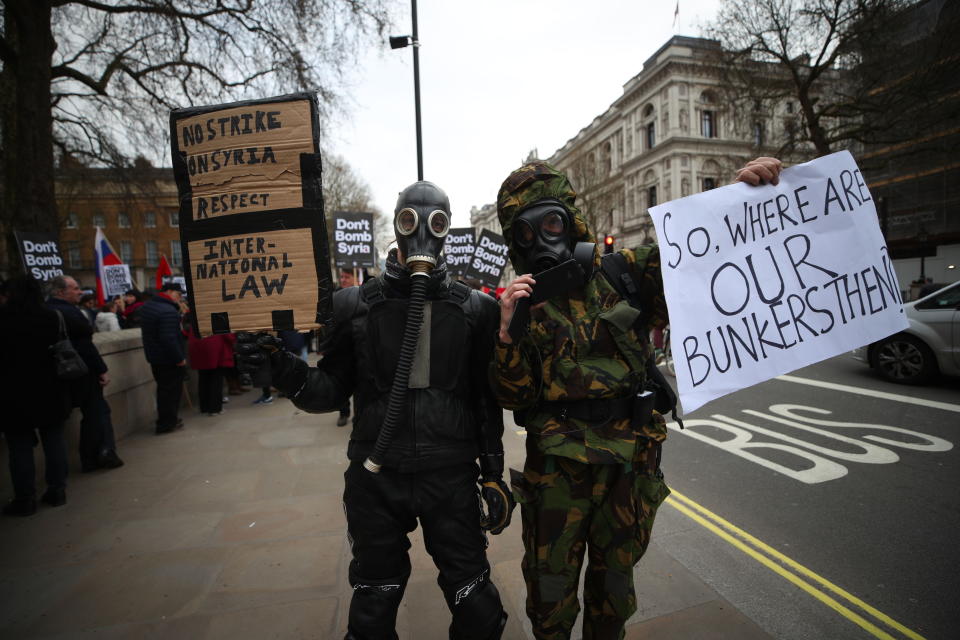 Activists protest UK airstrikes on Syria (PA)