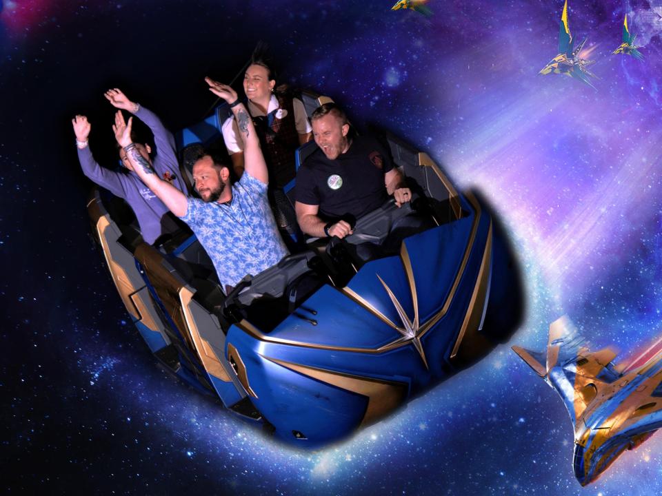 ride photo from guardians of the galaxy cosmic rewind at epcot in disney world