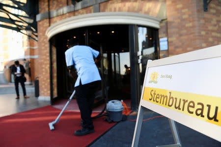 Preparations for the European elections take place at a polling place at the Kurhaus in Scheveningen, Netherlands May 23, 2019. REUTERS/Piroschka van de Wouw
