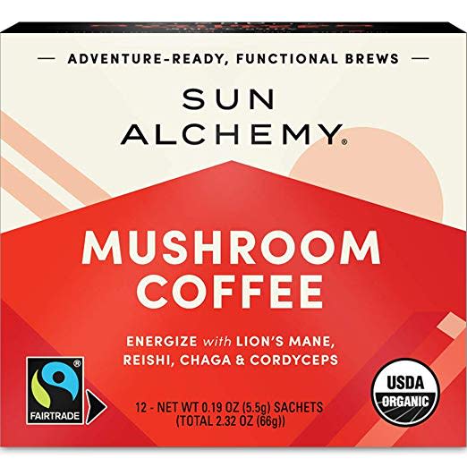 <a href="https://amzn.to/2KiFfzY" rel="nofollow noopener" target="_blank" data-ylk="slk:Sun Alchemy Mushroom Coffee (Photo: Sun Alchemy;elm:context_link;itc:0;sec:content-canvas" class="link ">Sun Alchemy Mushroom Coffee (Photo: Sun Alchemy</a>)