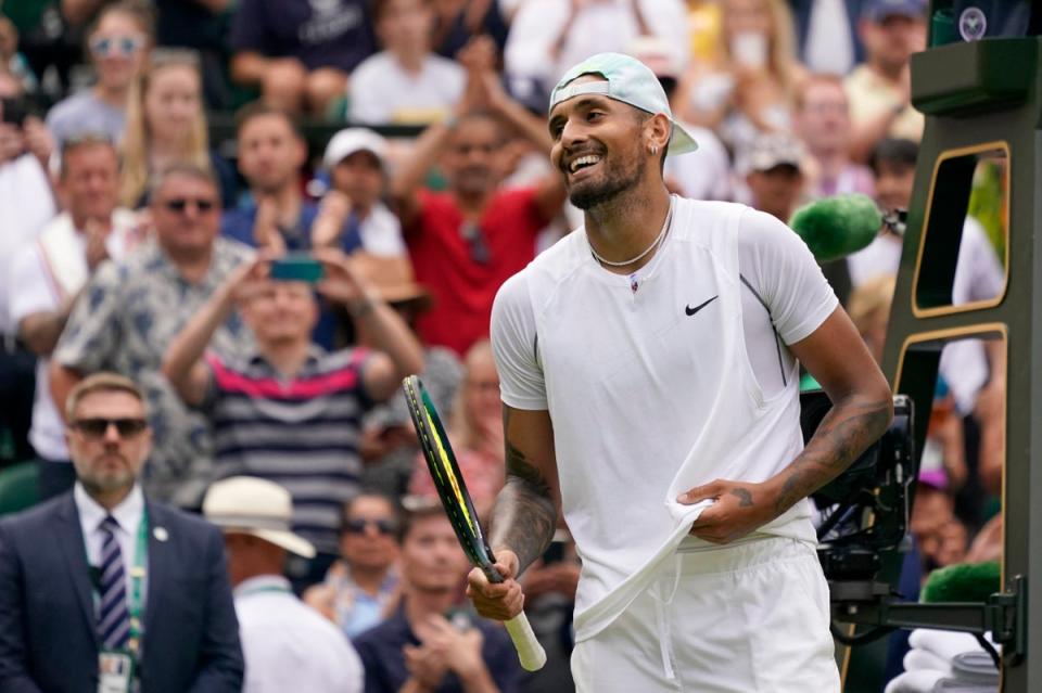 Australia's Nick Kyrgios celebrates (AP)