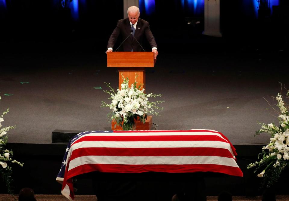30) Joe Biden delivers a eulogy to John McCain