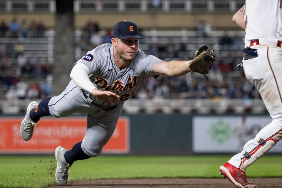 Even when his bat goes cold, Spencer Torkelson is active with his glove.