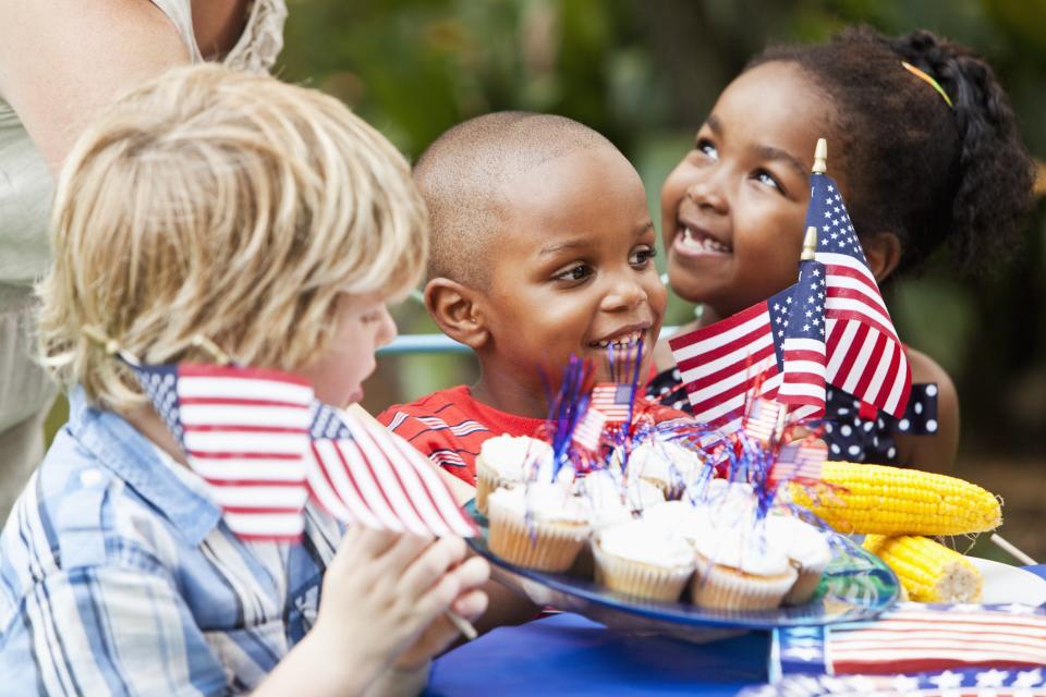 Kids at a Fourth of July picnic