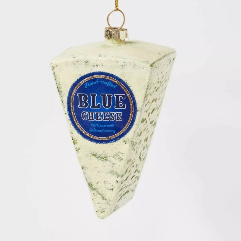 Glass Blue Cheese Wedge Christmas Tree Ornament