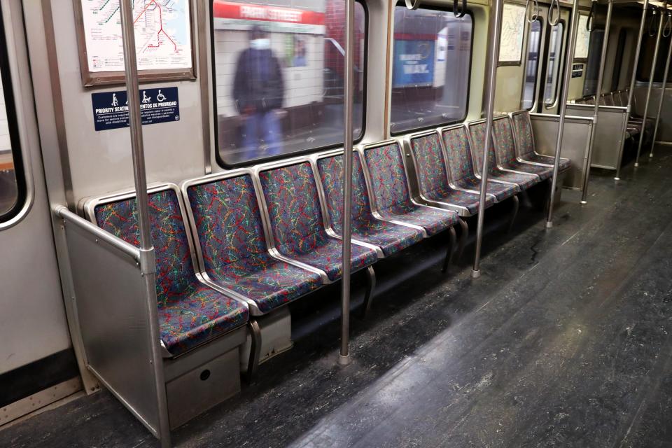 The MBTA in Boston in March 2020 when lockdown caused users to plummet and the city to emptyGetty Images