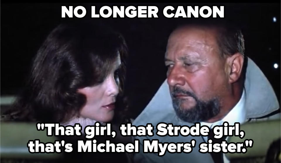 the reveal in Halloween 2 that lauri and michael are siblings labeled "no longer canon"