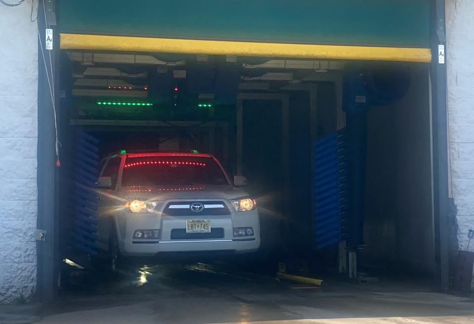 A car leaves the ModWash facility on Chapel Avenue in Cherry Hill.