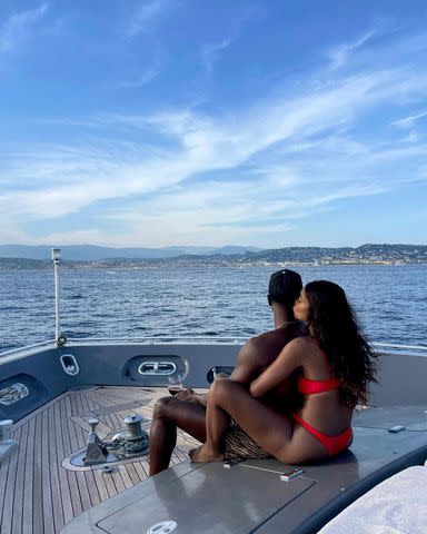 <p>Gabrielle Union/Instagram</p> Gabrielle Union and Dwyane Wade admiring the view from their boat.