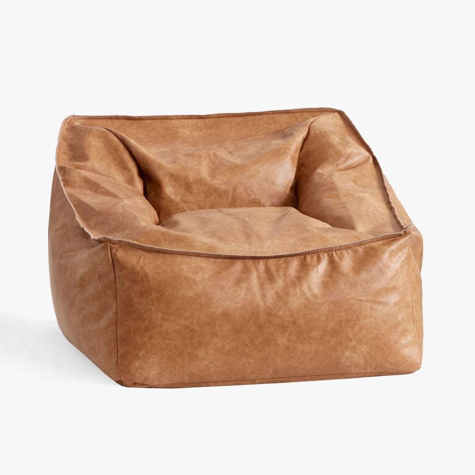 7) Vegan Leather Caramel Modern Lounger