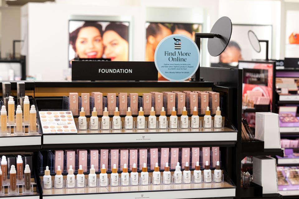 Merchandising by category at the new Sephora shop at Kohl’s in Sussex, Wisconsin.