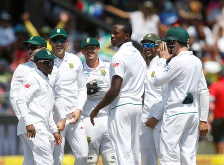 Cricket - Sri Lanka v South Africa - Second Test cricket match - Newlands Stadium, Cape Town, South Africa - 03/01/2017 - South Africa's Kagiso Rabada celebrates after taking the wicket of Sri Lanka's Kaushal Silva. REUTERS/Mike Hutchings